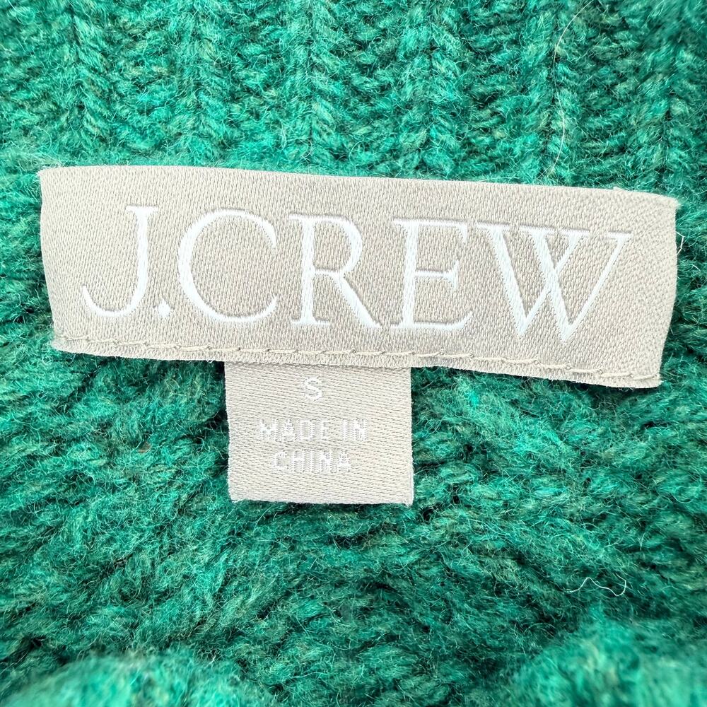 JCrew Cable Knit Cardigan Womens Small Green Gold Crest Buttons Dark Academia - Picture 3 of 14
